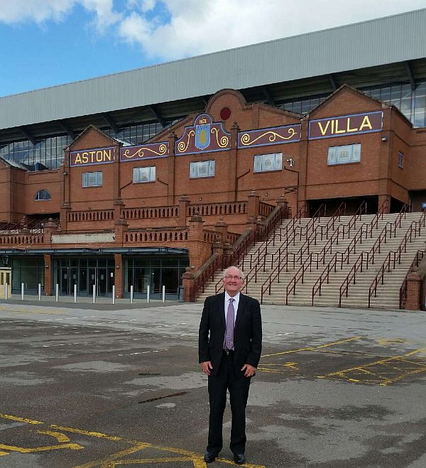 Willie Irvine at the Holte End at Villa where he scored the record breaking goal fifty years ago to the day