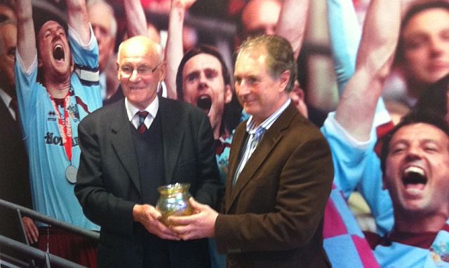Receiving the Burnley FC Supporters Groups award from Paul Fletcher in 2012