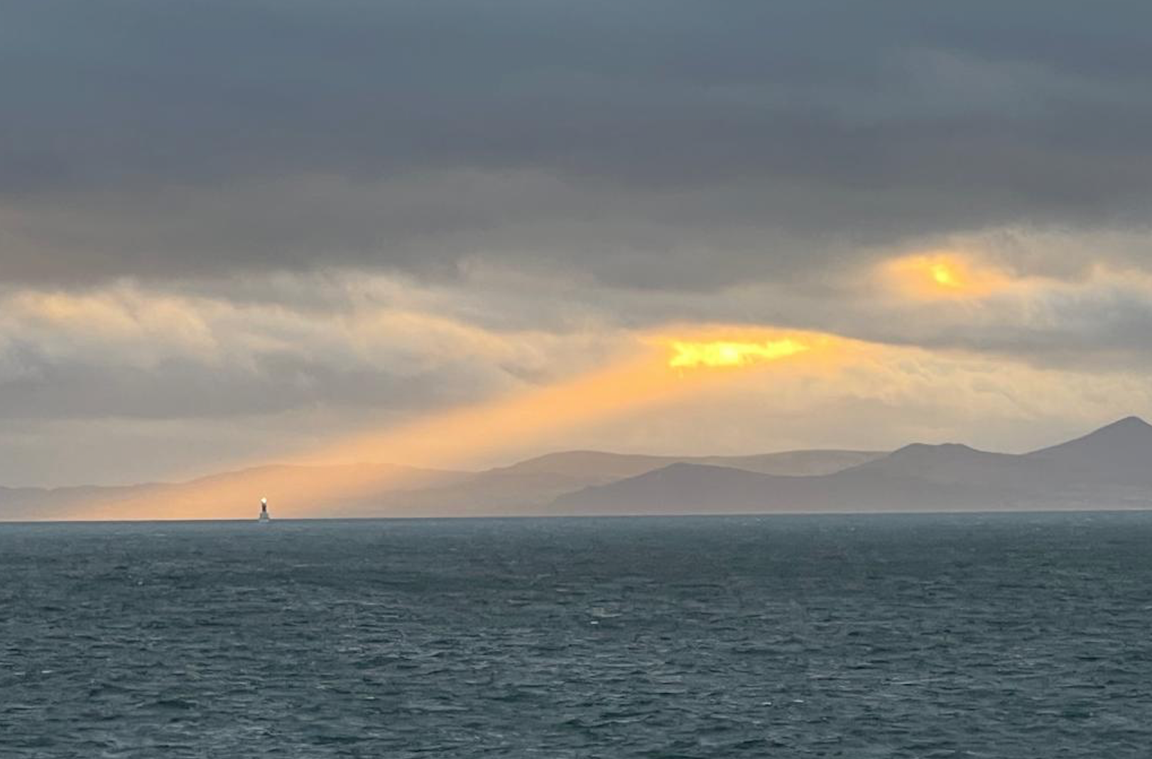 Winter sun setting in Dublin Bay