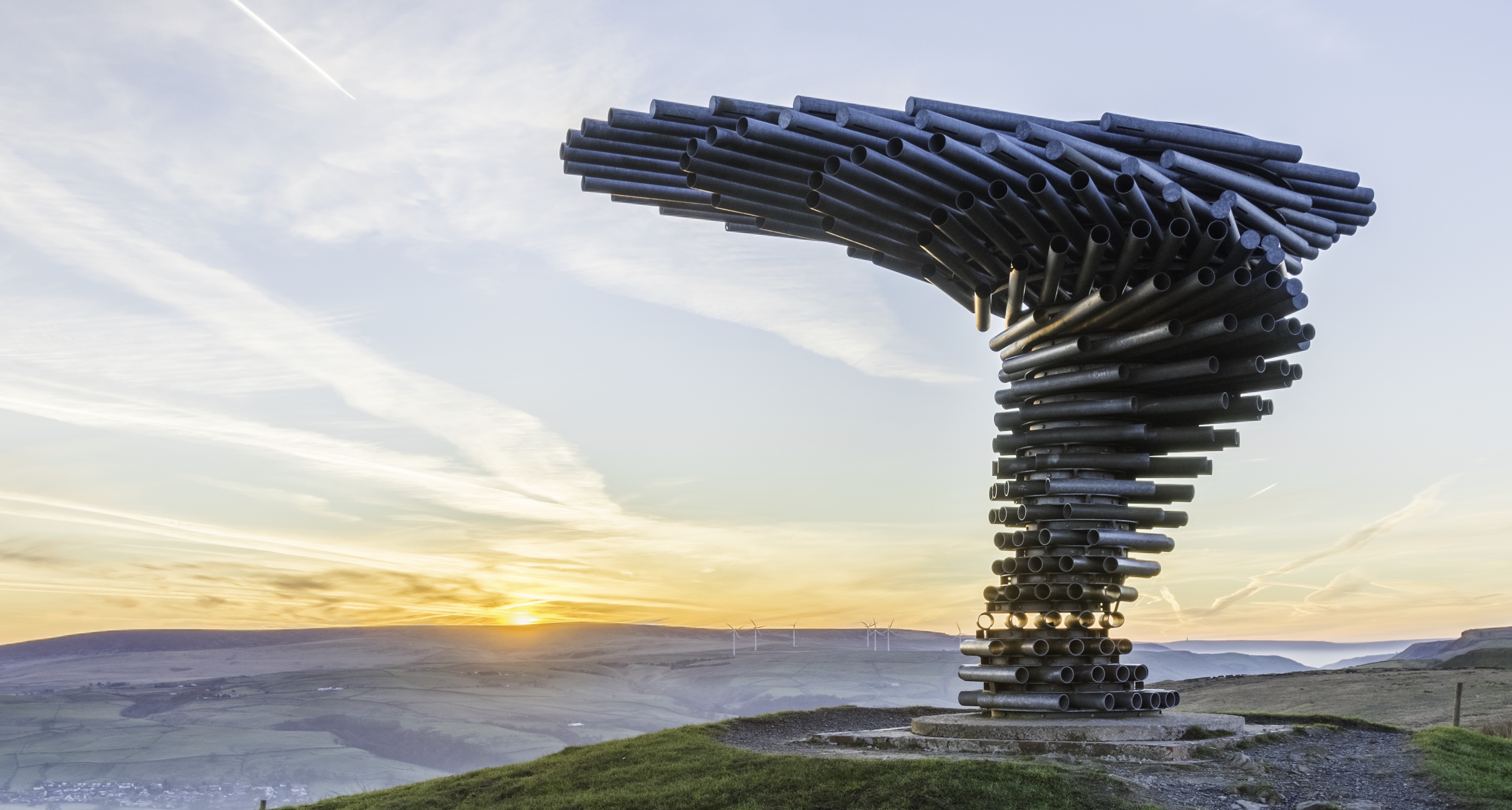 Singing ringing tree at sunrise
