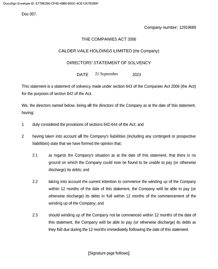 CVHL Solvency statement.JPG